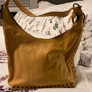 Frye Leather Hobo Shoulder Bag in Mustard Yellow